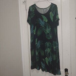 Tropical Leaf Print Dress